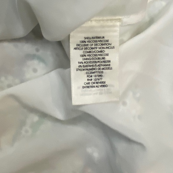 NWT Alice + Olivia Kristie Floral Print Puff Sleeve Dress Green White Multi 6 - Picture 7 of 8